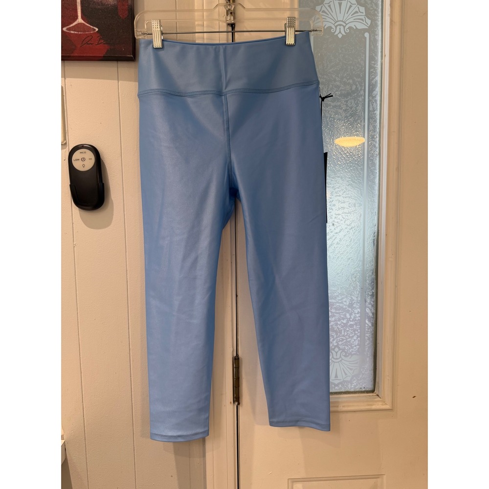 Noli Sky Liquid Legging Sky Blue Metallic High Rise Crop Yoga Pants Medium NEW
